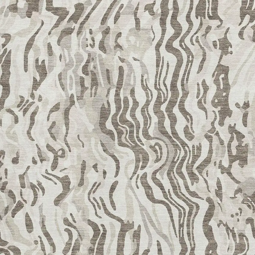 Gray Silver And Ivory Abstract Washable Area Rug With UV Protection Photo 2