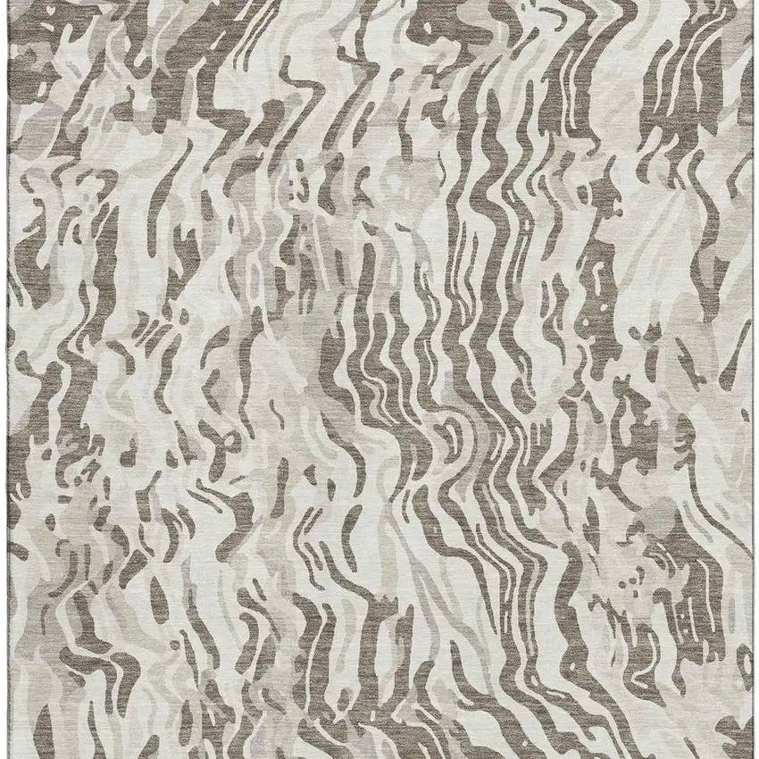 Gray Silver And Ivory Abstract Washable Area Rug With UV Protection Photo 3