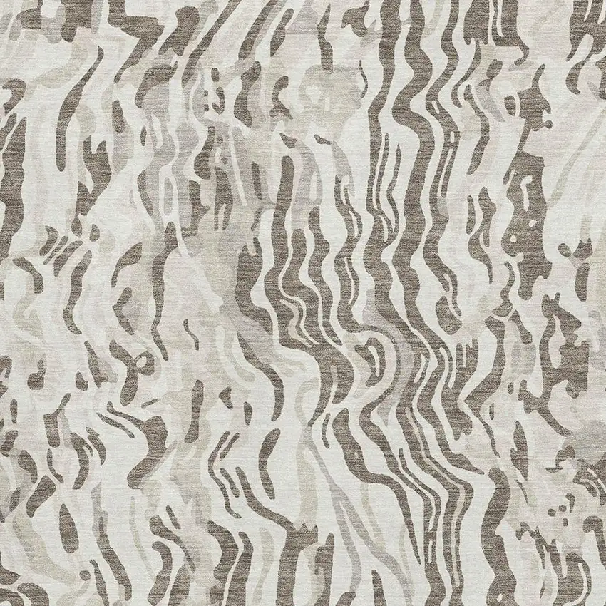 Gray Silver And Ivory Abstract Washable Area Rug With UV Protection Photo 2