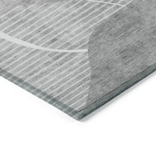 Gray Silver And Ivory Abstract Washable Indoor Outdoor Area Rug Photo 5
