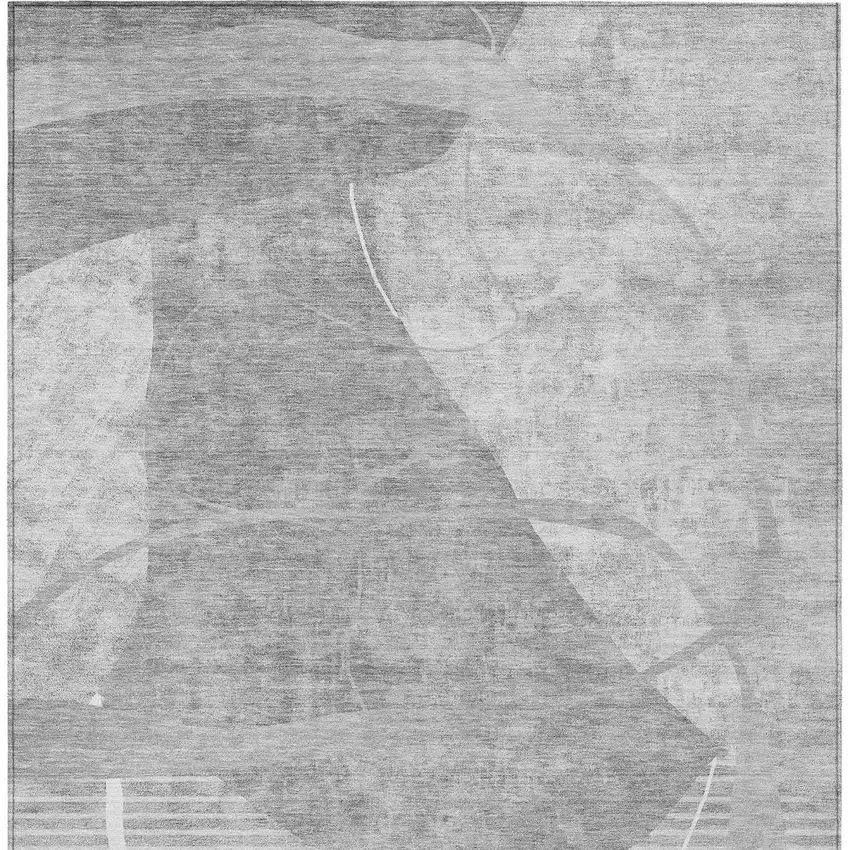 Gray Silver And Ivory Abstract Washable Indoor Outdoor Area Rug Photo 7