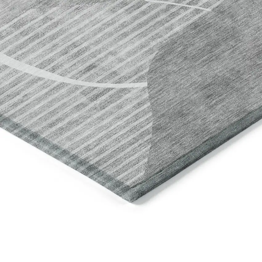 Gray Silver And Ivory Abstract Washable Indoor Outdoor Area Rug Photo 5