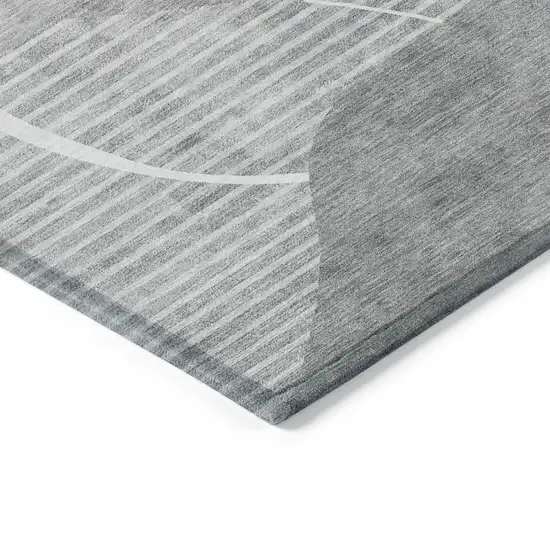 Gray Silver And Ivory Abstract Washable Indoor Outdoor Area Rug Photo 5