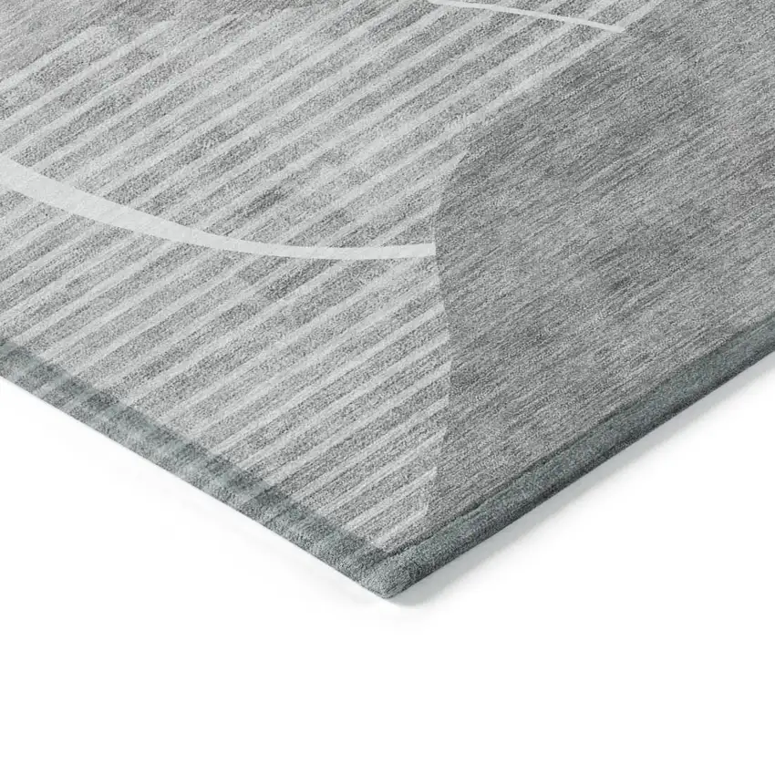 Gray Silver And Ivory Abstract Washable Indoor Outdoor Area Rug Photo 3