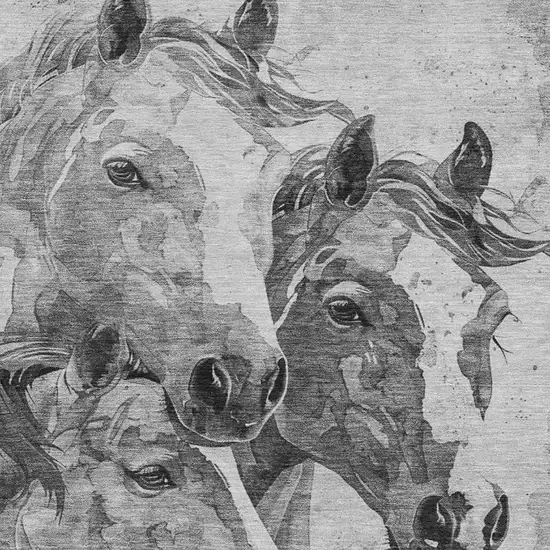 Gray Silver And Ivory Animal Print Washable Area Rug With UV Protection Photo 2