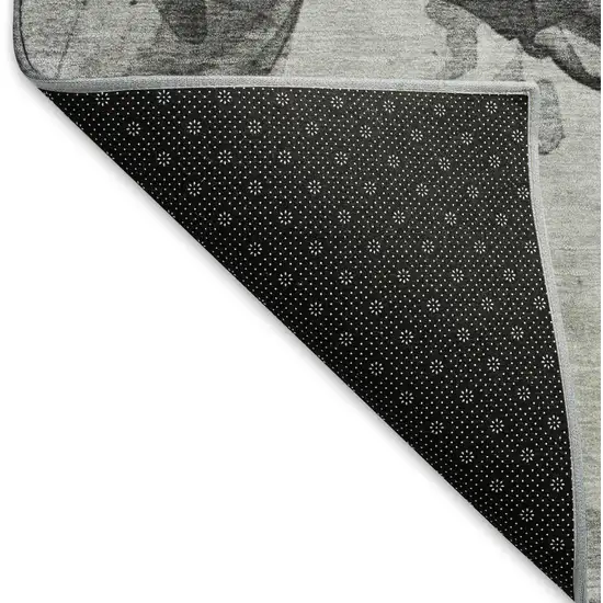 Gray Silver And Ivory Animal Print Washable Area Rug With UV Protection Photo 7