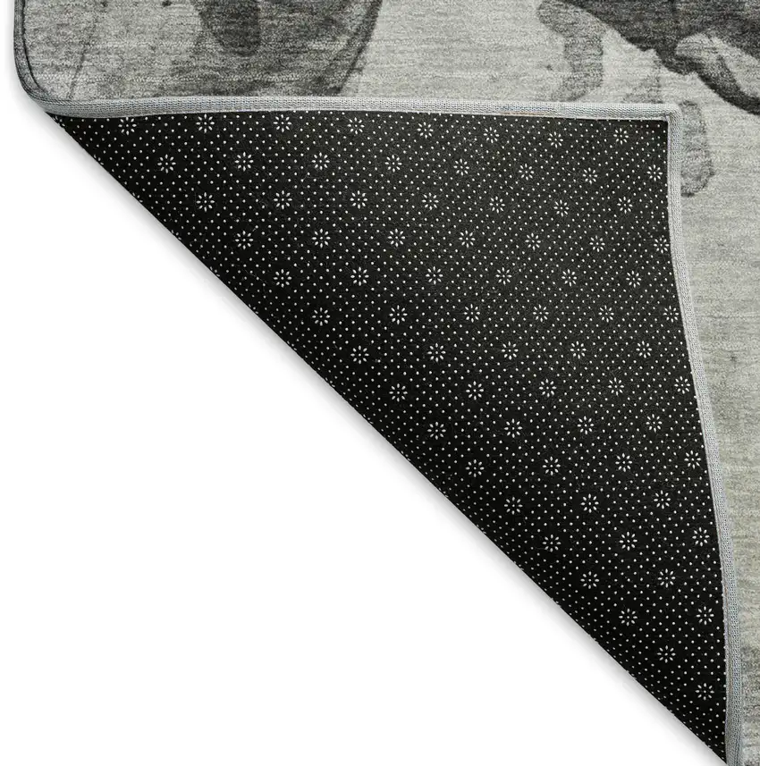 Gray Silver And Ivory Animal Print Washable Area Rug With UV Protection Photo 7