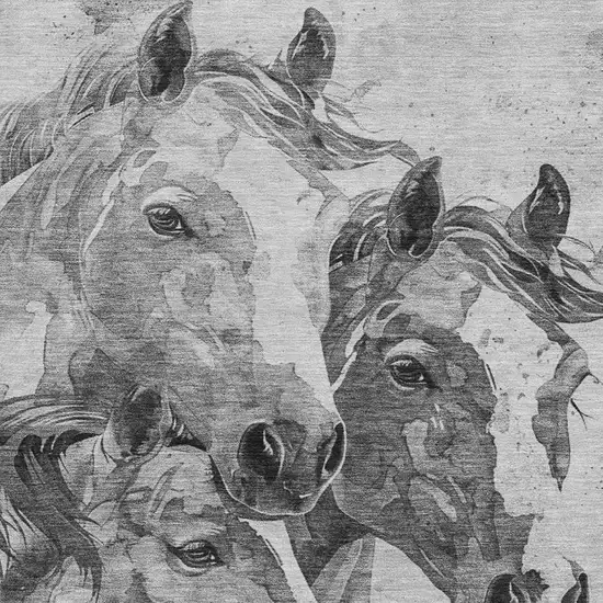 Gray Silver And Ivory Animal Print Washable Area Rug With UV Protection Photo 2