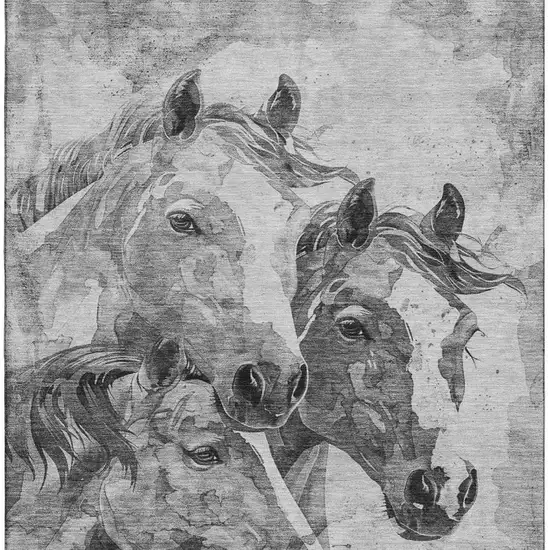 Gray Silver And Ivory Animal Print Washable Area Rug With UV Protection Photo 3