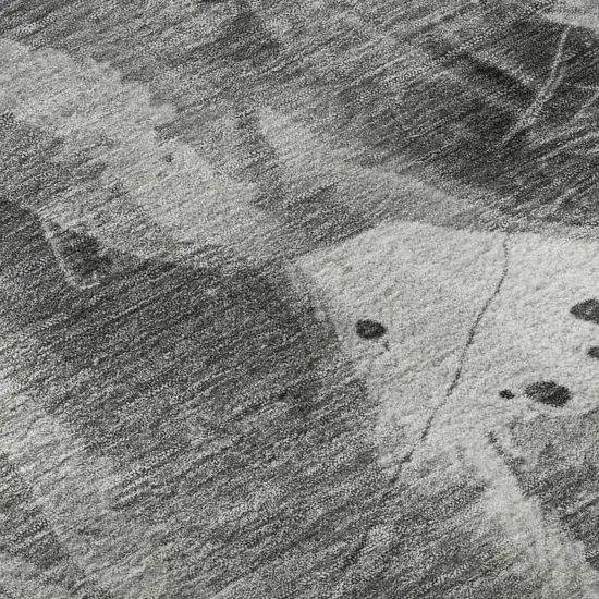 Gray Silver And Ivory Animal Print Washable Area Rug With UV Protection Photo 2