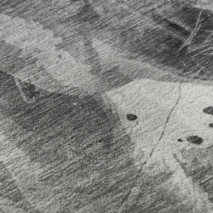 Gray Silver And Ivory Animal Print Washable Area Rug With UV Protection Photo 2