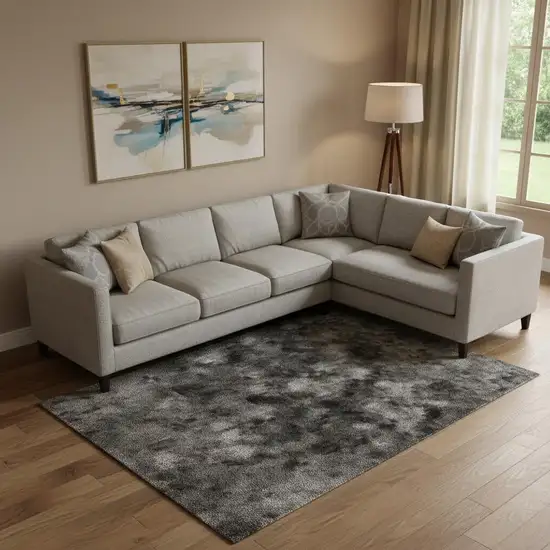 Gray Silver And Ivory Animal Print Washable Area Rug With UV Protection Photo 2