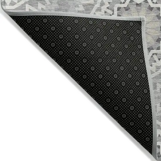 Gray Silver And Ivory Floral Medallion Washable Indoor Outdoor Area Rug Photo 4