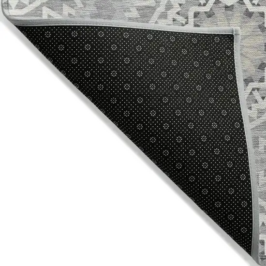 Gray Silver And Ivory Floral Medallion Washable Indoor Outdoor Area Rug Photo 4