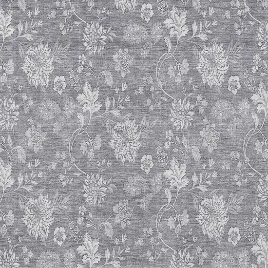 Gray Silver And Ivory Floral Washable Indoor Outdoor Area Rug Photo 6