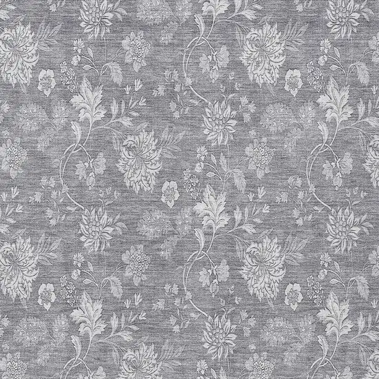 Gray Silver And Ivory Floral Washable Indoor Outdoor Area Rug Photo 6