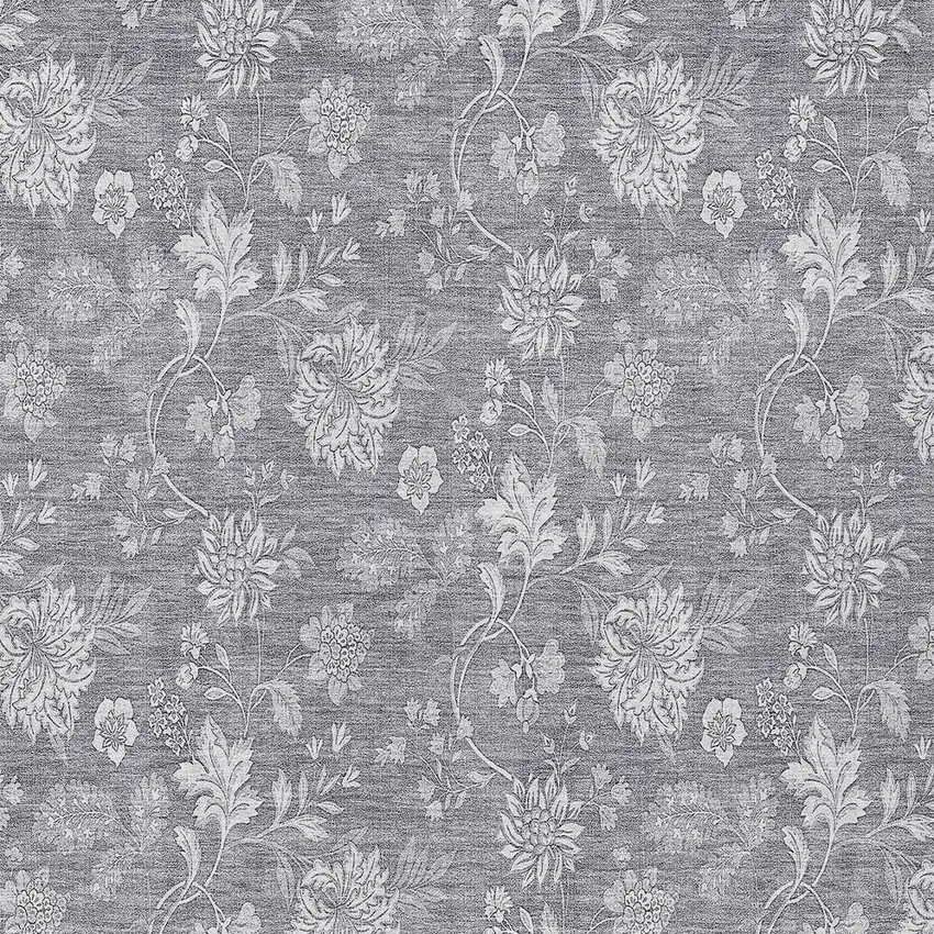 Gray Silver And Ivory Floral Washable Indoor Outdoor Area Rug Photo 6