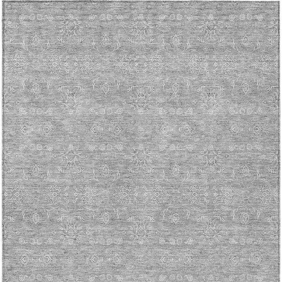 Gray Silver And Ivory Floral Washable Indoor Outdoor Area Rug Photo 5