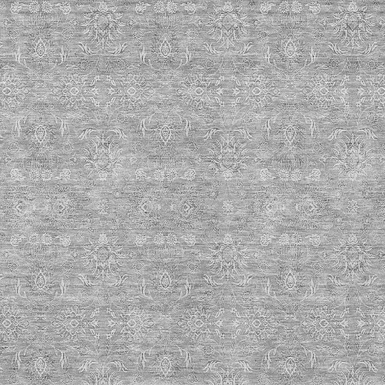 Gray Silver And Ivory Floral Washable Indoor Outdoor Area Rug Photo 5