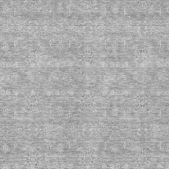Gray Silver And Ivory Floral Washable Indoor Outdoor Area Rug Photo 4