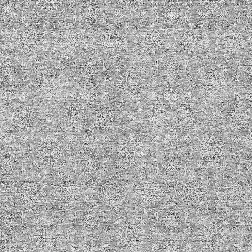 Gray Silver And Ivory Floral Washable Indoor Outdoor Area Rug Photo 4