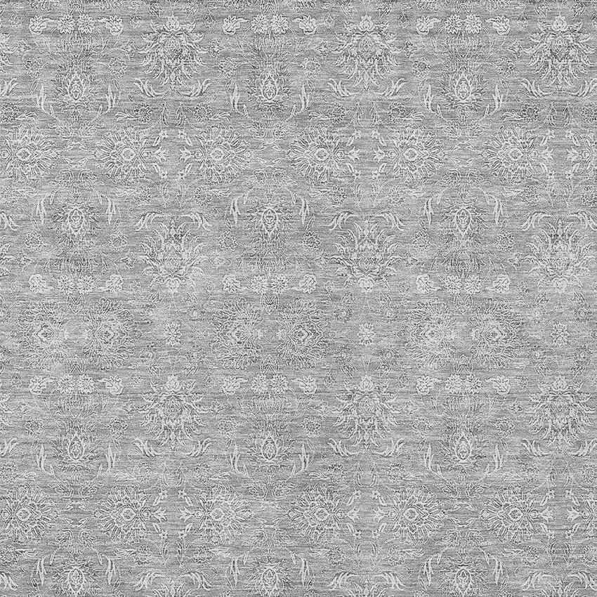 Gray Silver And Ivory Floral Washable Indoor Outdoor Area Rug Photo 5