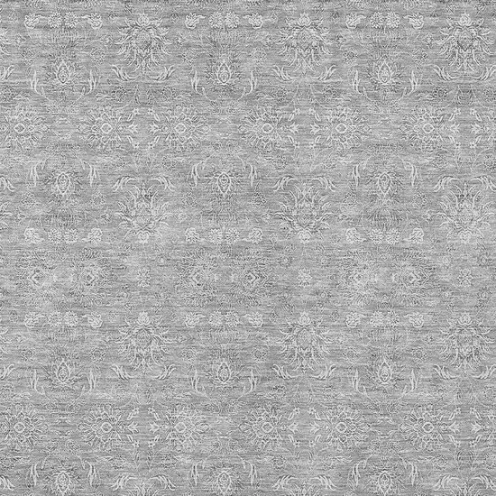 Gray Silver And Ivory Floral Washable Indoor Outdoor Area Rug Photo 5