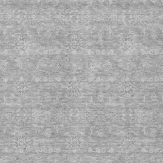 Gray Silver And Ivory Floral Washable Indoor Outdoor Area Rug Photo 9
