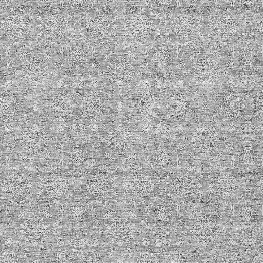 Gray Silver And Ivory Floral Washable Indoor Outdoor Area Rug Photo 9
