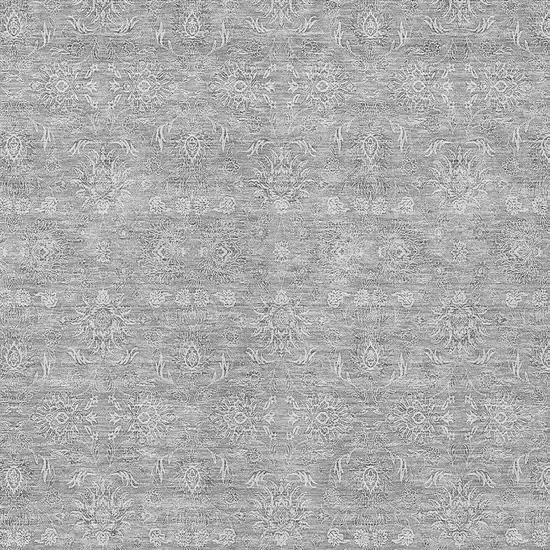 Gray Silver And Ivory Floral Washable Indoor Outdoor Area Rug Photo 7
