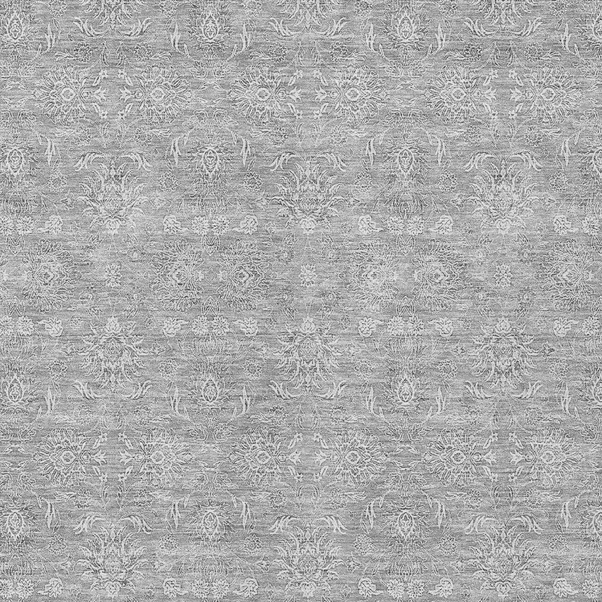 Gray Silver And Ivory Floral Washable Indoor Outdoor Area Rug Photo 7