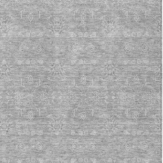 Gray Silver And Ivory Floral Washable Indoor Outdoor Area Rug Photo 5