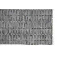 Photo of Gray Silver And Ivory Geometric Hand Woven Stain Resistant Area Rug With Fringe