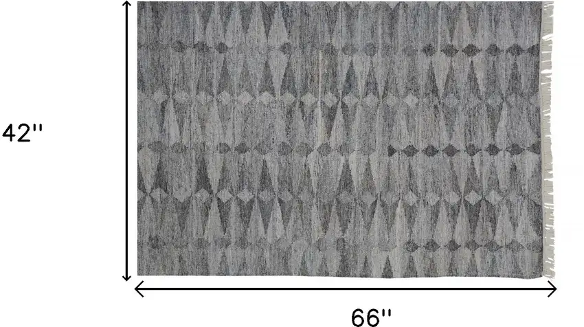 Gray Silver And Ivory Geometric Hand Woven Stain Resistant Area Rug With Fringe Photo 10