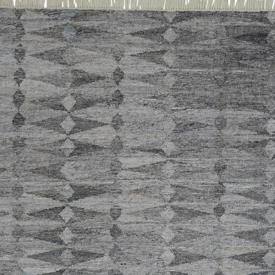 4' X 6' Gray And Black Geometric Hand Woven Area Rug With Fringe Photo 2
