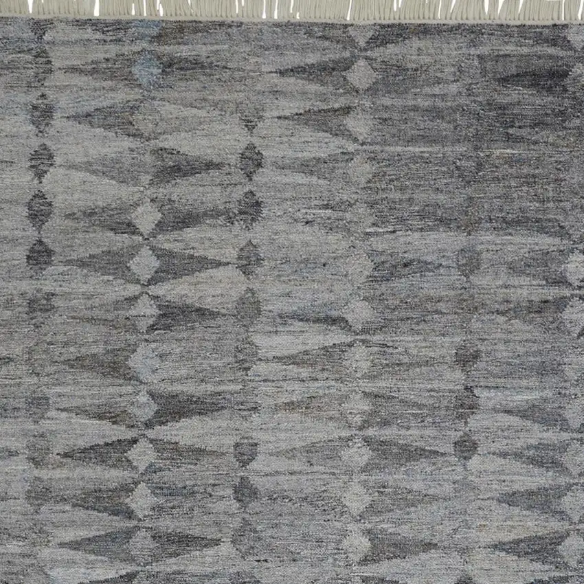 4' X 6' Gray And Black Geometric Hand Woven Area Rug With Fringe Photo 2