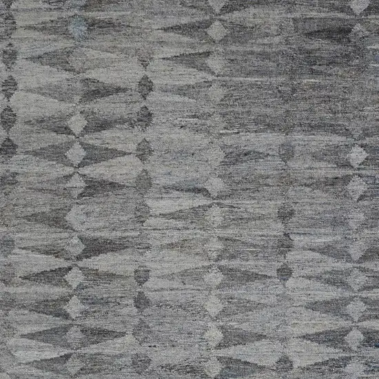 Gray And Black Geometric Hand Woven Area Rug With Fringe Photo 2