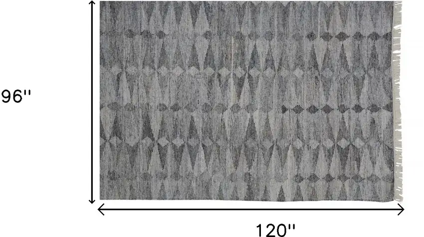 Gray Silver And Ivory Geometric Hand Woven Stain Resistant Area Rug With Fringe Photo 10