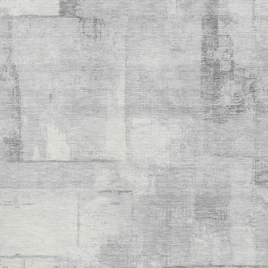 Gray Silver And Ivory Geometric Washable Area Rug With UV Protection Photo 2