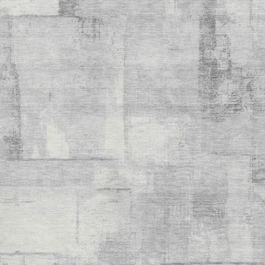 Gray Silver And Ivory Geometric Washable Area Rug With UV Protection Photo 2