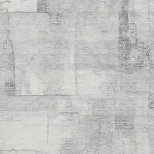 Photo of Gray Silver And Ivory Geometric Washable Area Rug With UV Protection