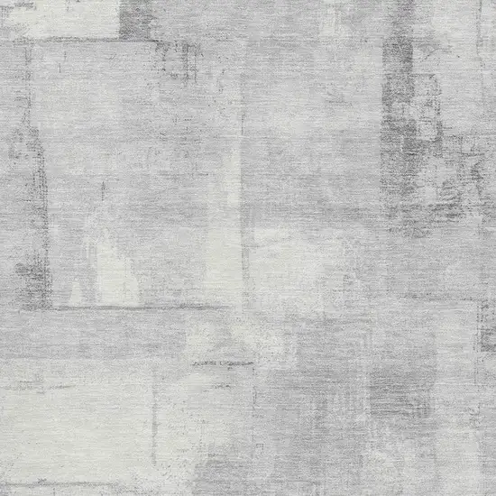 Gray Silver And Ivory Geometric Washable Area Rug With UV Protection Photo 2