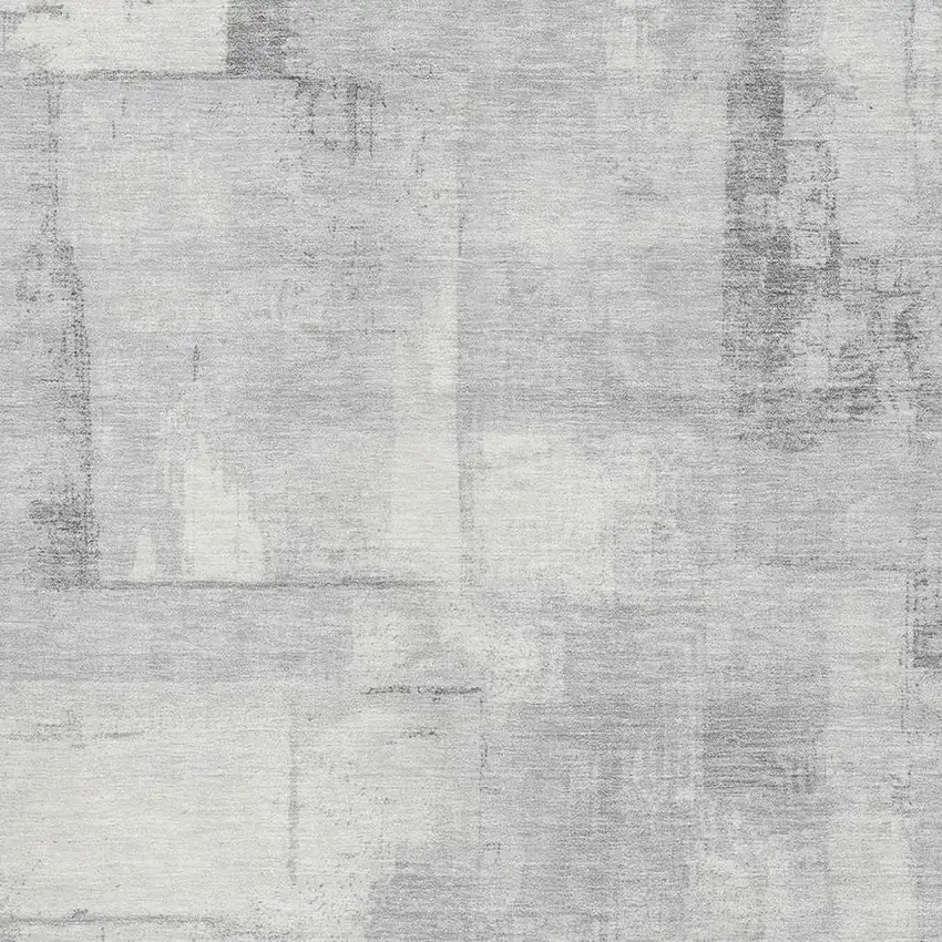 Gray Silver And Ivory Geometric Washable Area Rug With UV Protection Photo 2