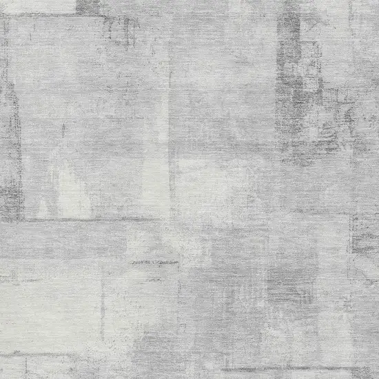 Gray Silver And Ivory Geometric Washable Area Rug With UV Protection Photo 2