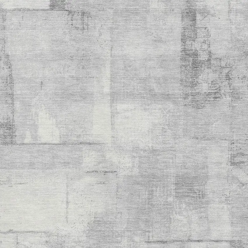 Gray Silver And Ivory Geometric Washable Area Rug With UV Protection Photo 2