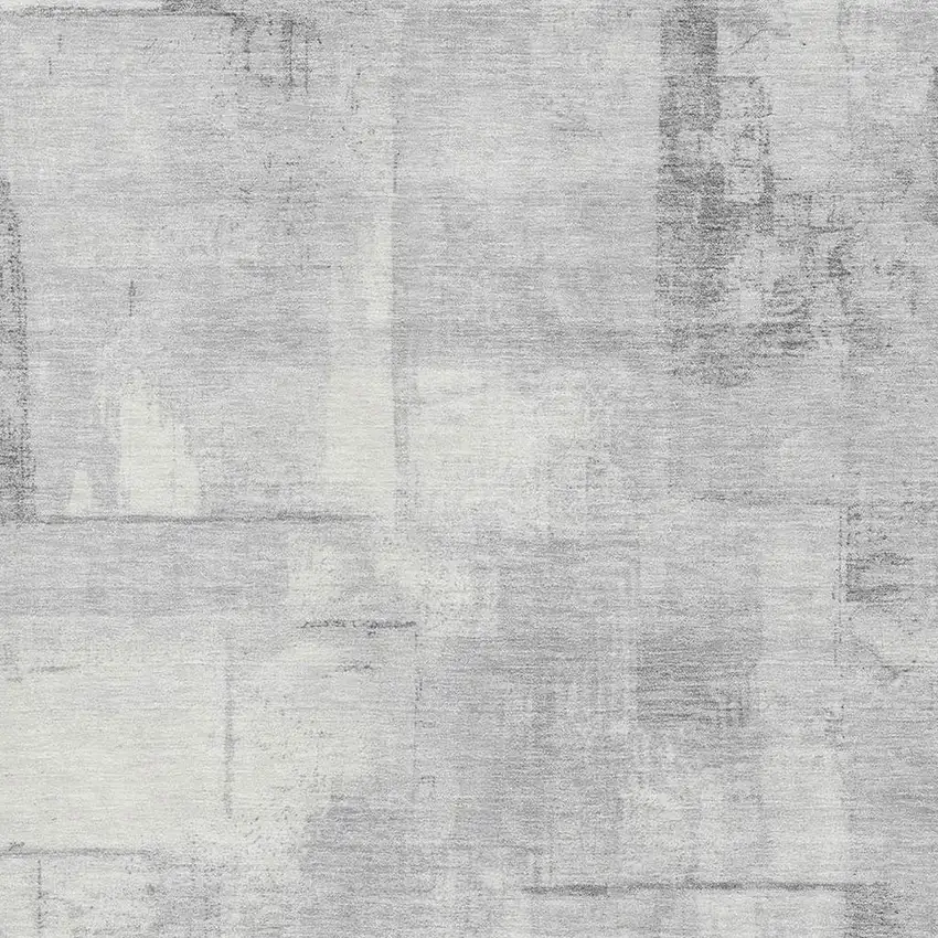 Gray Silver And Ivory Geometric Washable Area Rug With UV Protection Photo 2