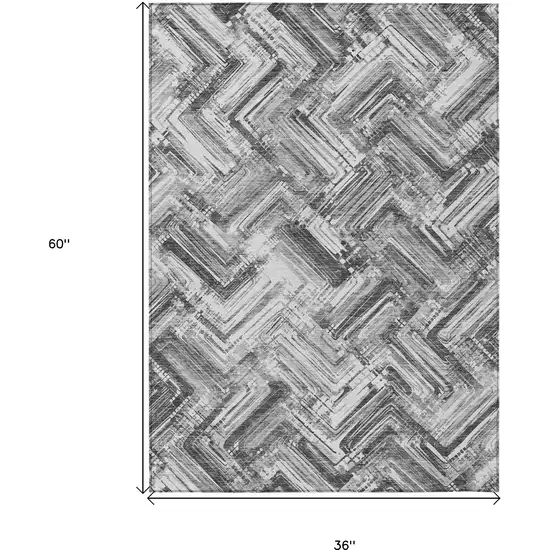 Gray Silver And Ivory Geometric Washable Indoor Outdoor Area Rug Photo 3