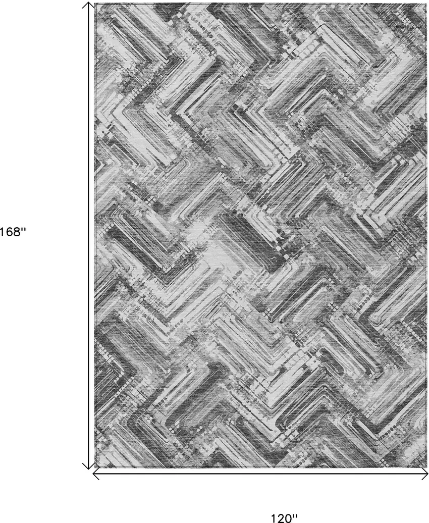 Gray Silver And Ivory Geometric Washable Indoor Outdoor Area Rug Photo 3