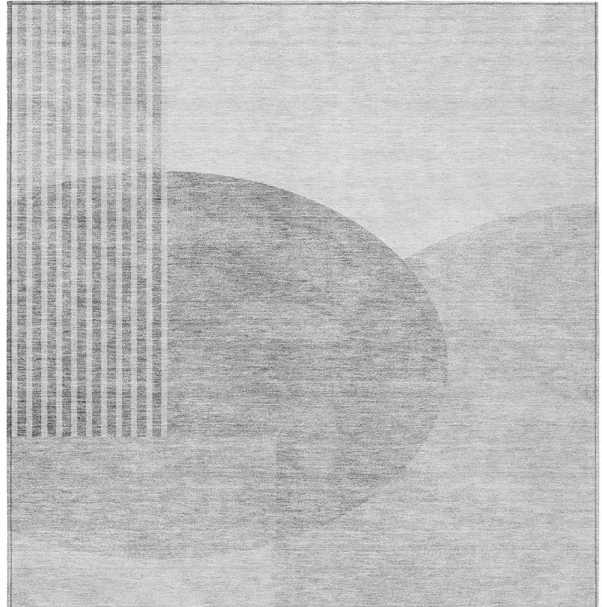 Gray Silver And Ivory Geometric Washable Indoor Outdoor Area Rug Photo 7