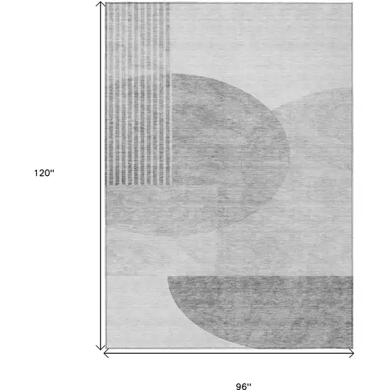 Gray Silver And Ivory Geometric Washable Indoor Outdoor Area Rug Photo 3